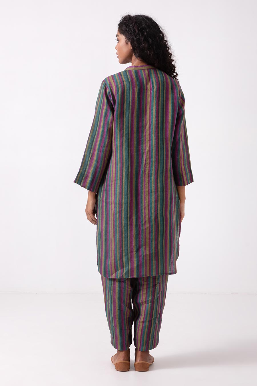 Multicolour Stripe Printed Kurta Set