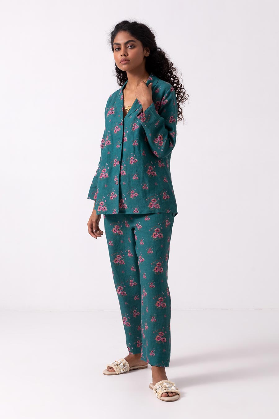 Green Floral Print Co-Ord Set