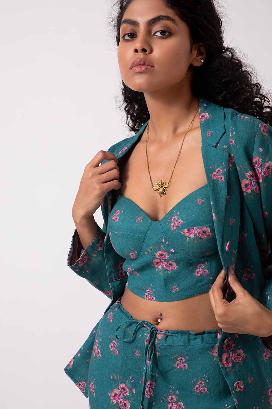 Green Floral Print Co-Ord Set