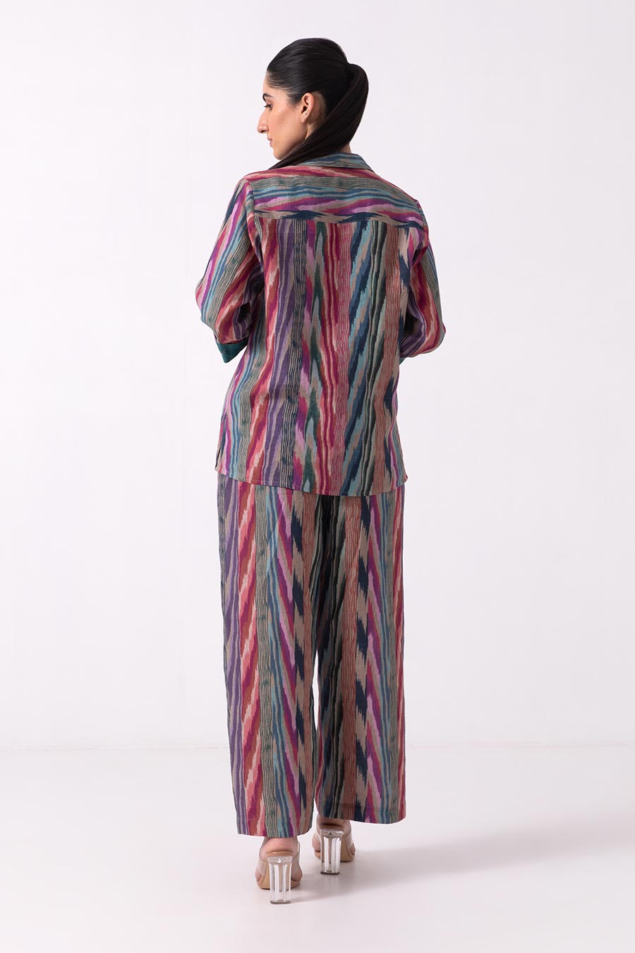 Multicolour Ikat Print Shirt & Pant Co-Ord Set