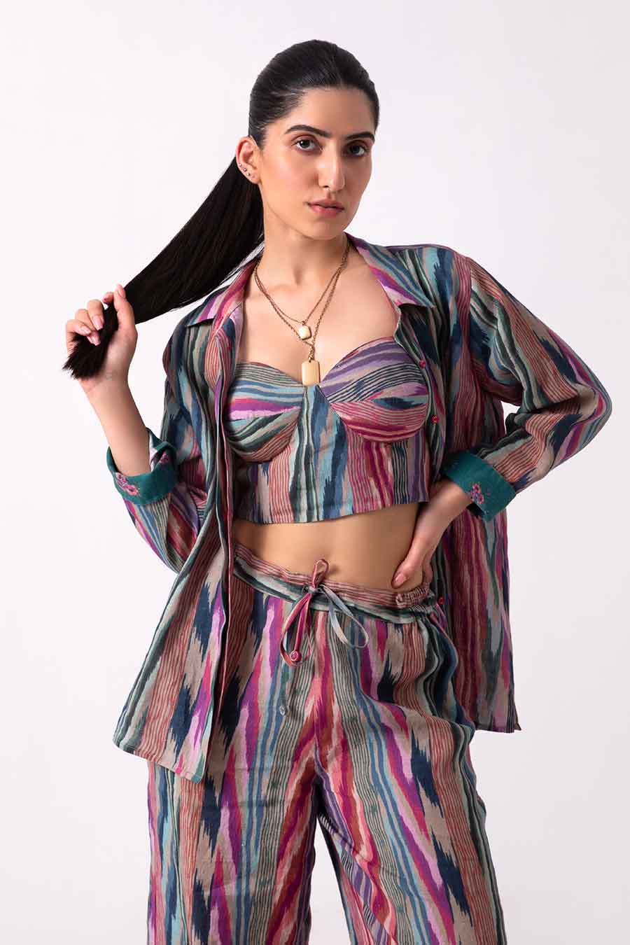 Multicolour Ikat Print Co-Ord Set