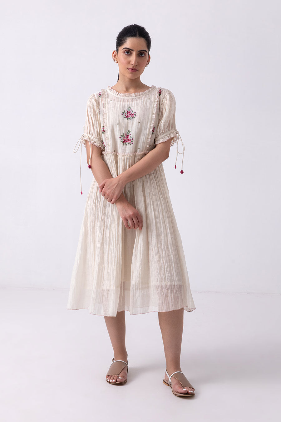 Off-White Floral Embroidered Dress
