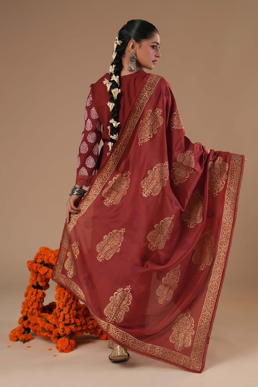 Gulbahar Maroon Cotton Embroidered Kurta Set