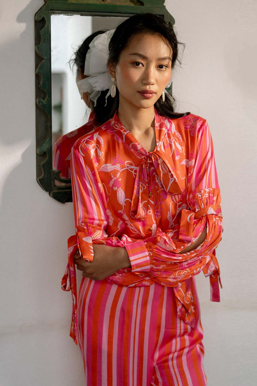 Tangerine Tango Sora Printed Shirt & Pant Co-Ord Set