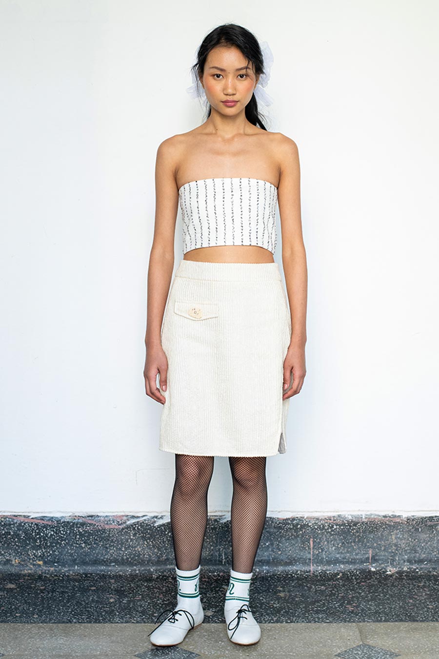 Multicolour Meraki Linen Bustier, Jacket & Skirt Co-Ord Set