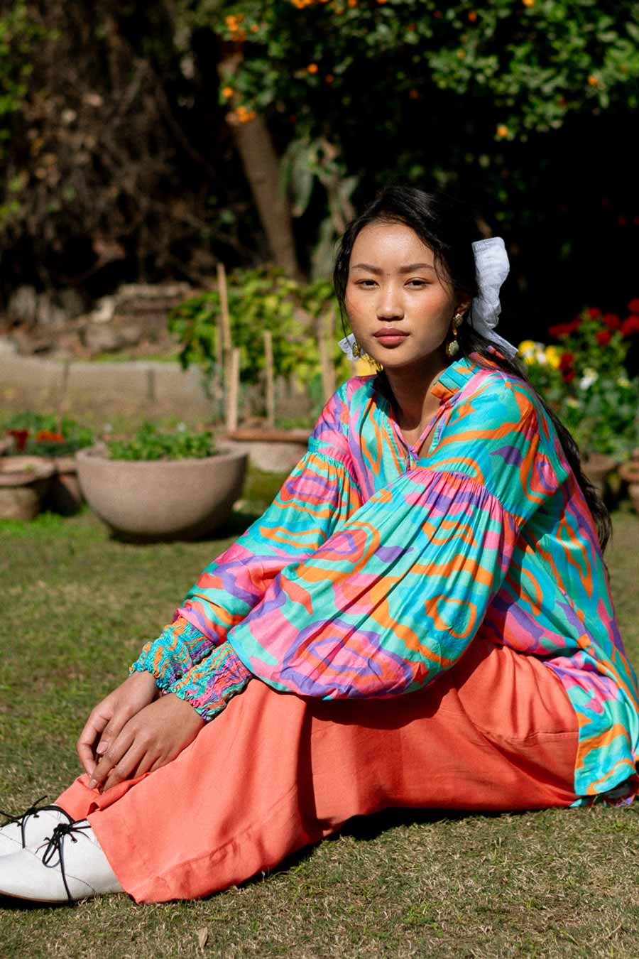 Multicolour Raku Printed Top & Pant Co-Ord Set