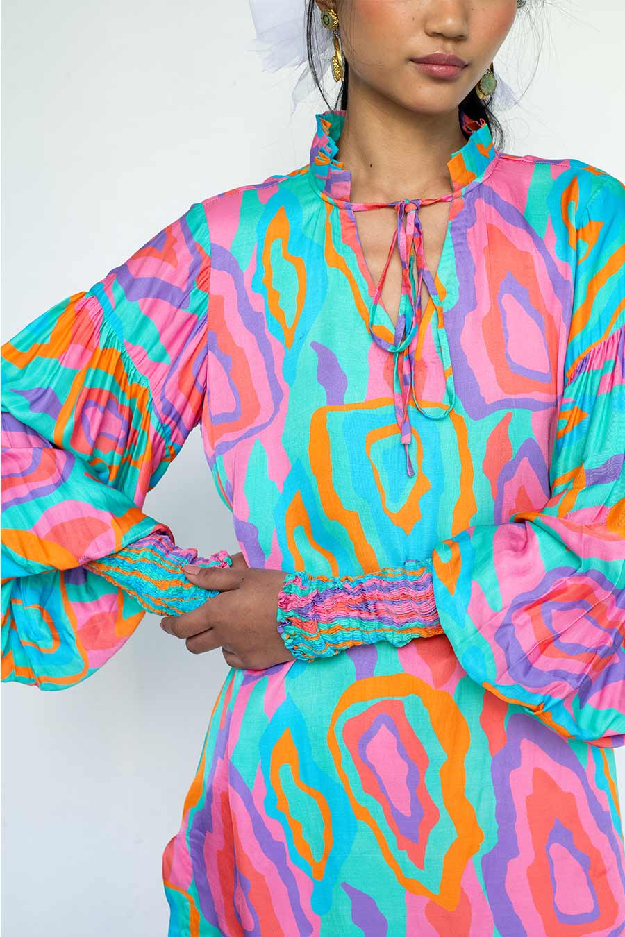 Multicolour Raku Printed Top & Pant Co-Ord Set