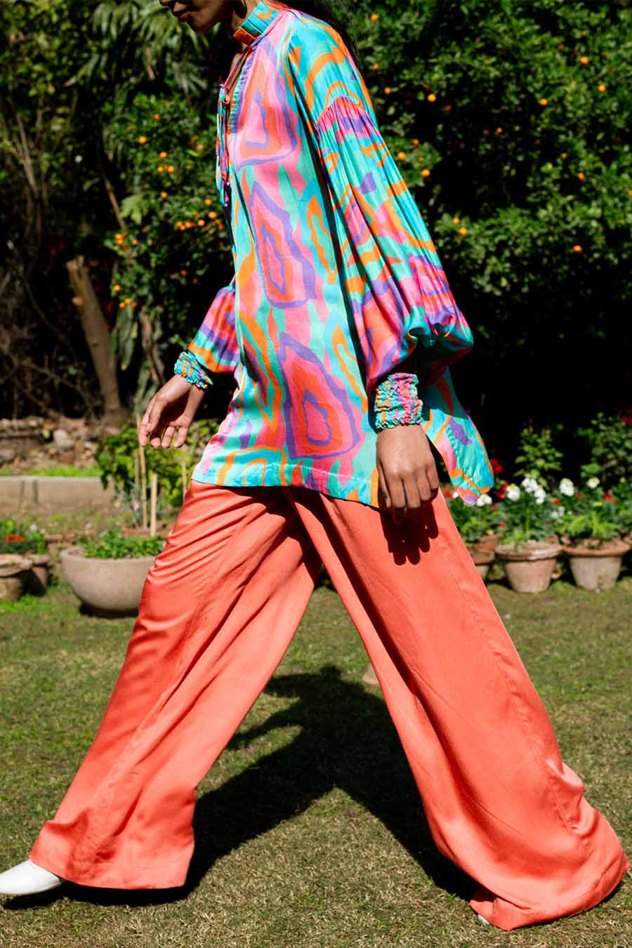 Multicolour Raku Printed Top & Pant Co-Ord Set