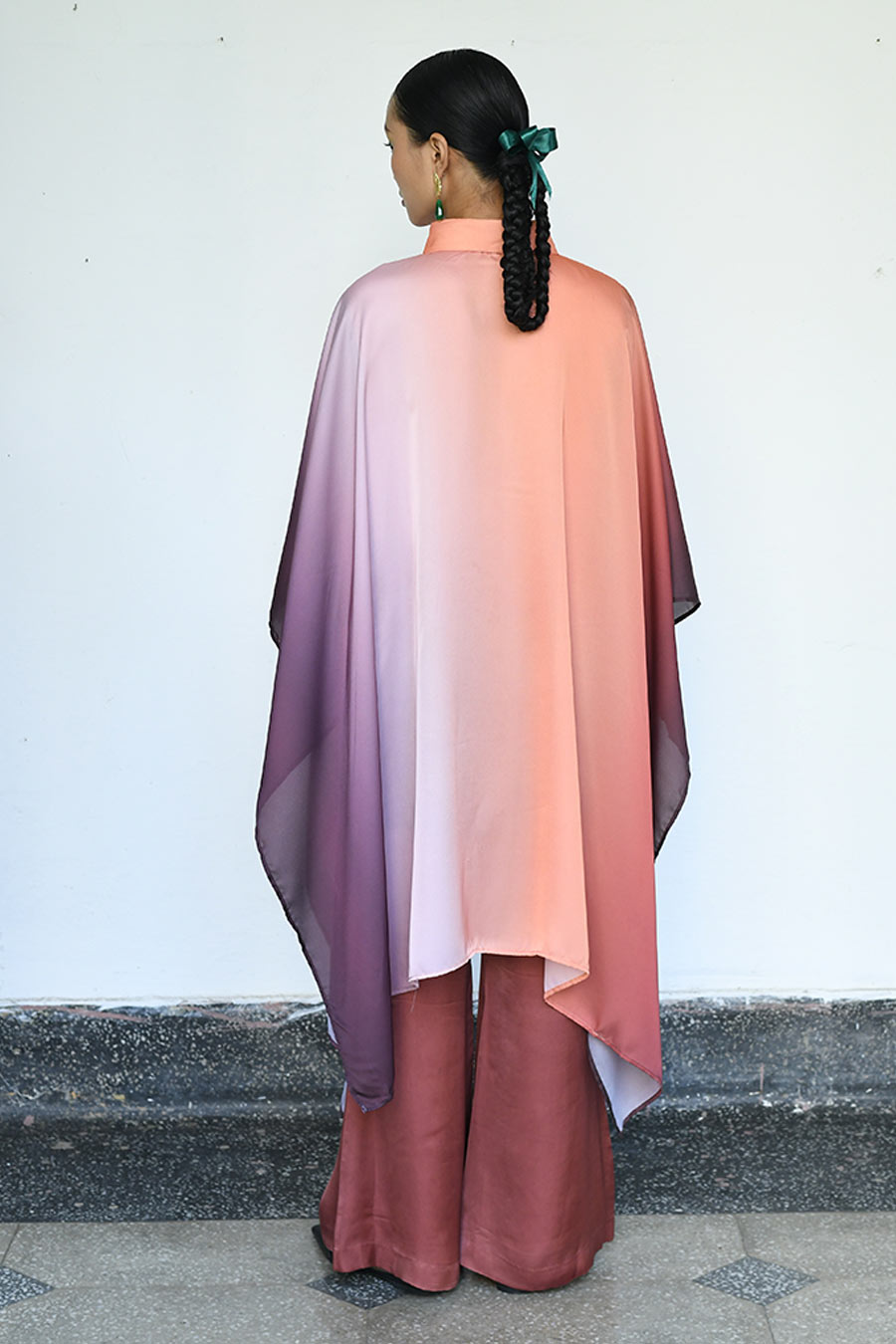 Multicolour Kyomi Ombre Cape Shirt & Trousers Co-Ord Set