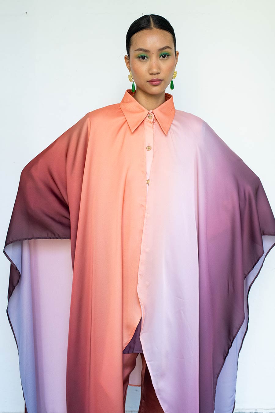 Multicolour Kyomi Ombre Cape Shirt & Trousers Co-Ord Set