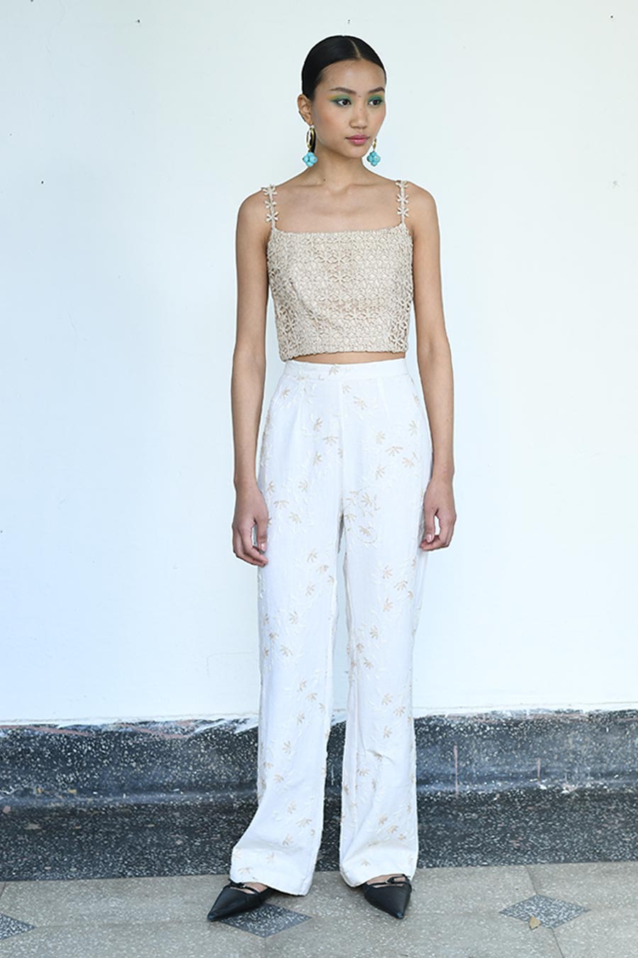 Warm Cream Akira Linen Bustier, Jacket & Pant Co-Ord Set