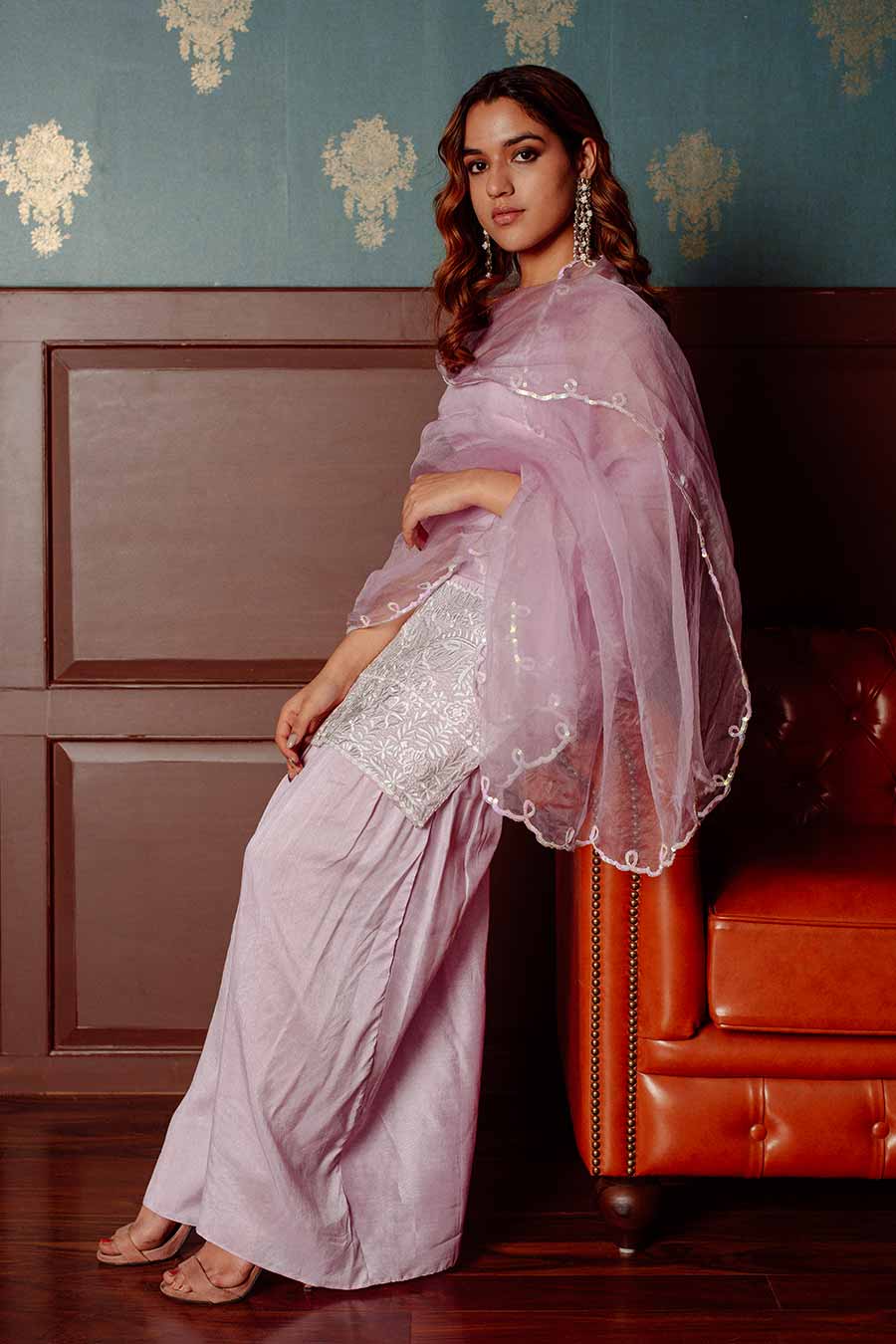 Lilac Embroidered Kurta Set