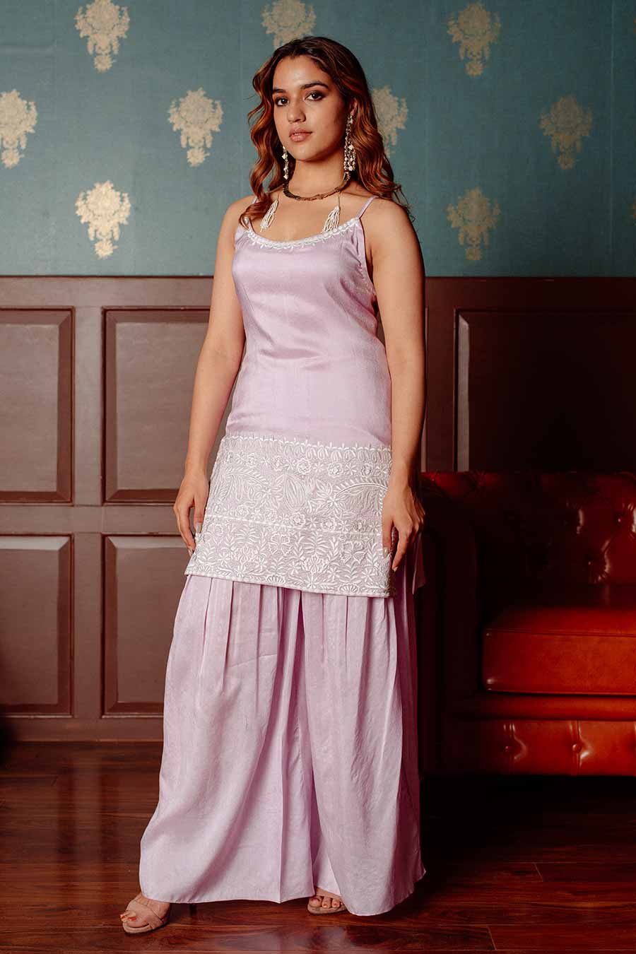 Lilac Embroidered Kurta Set