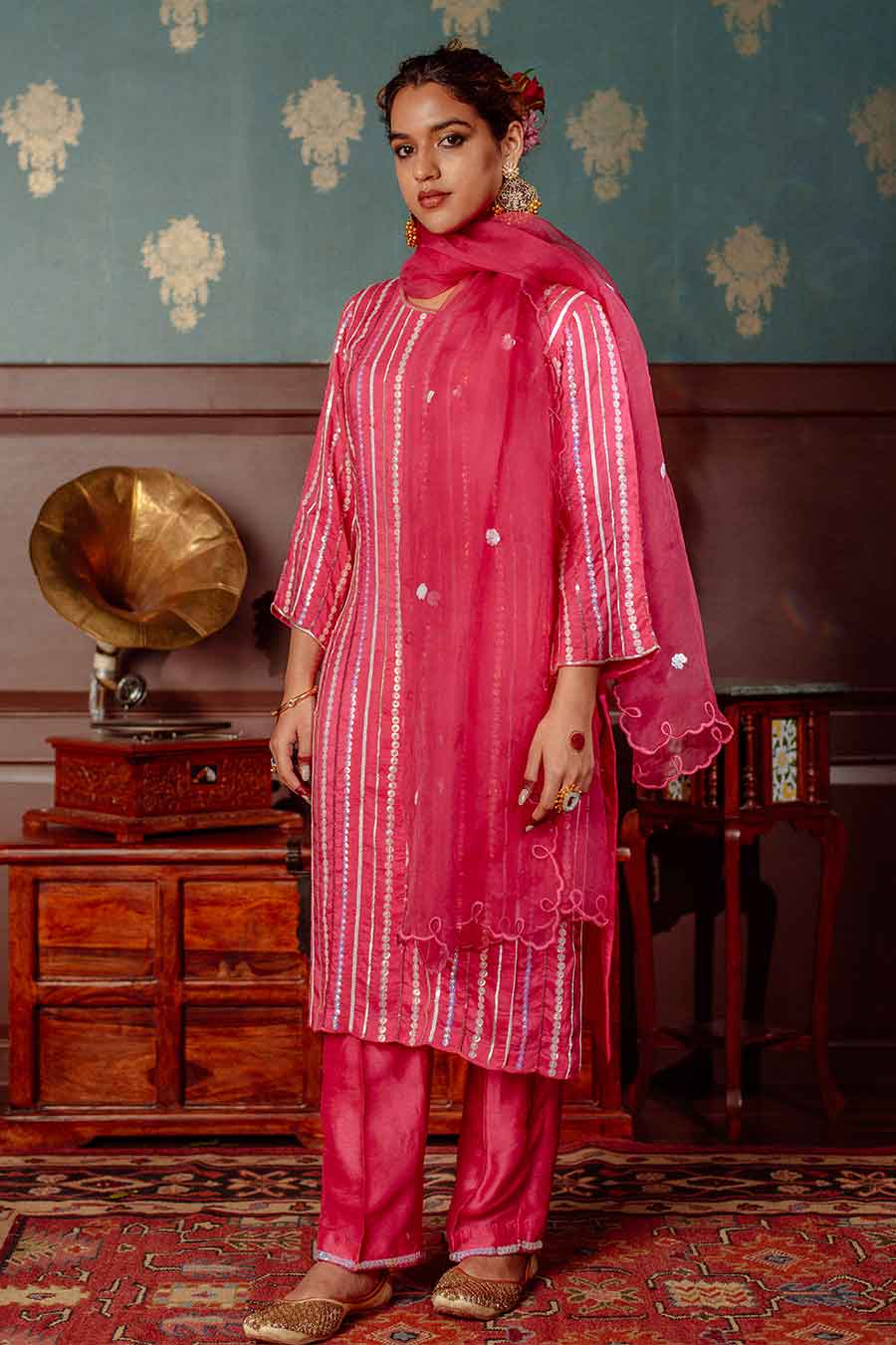 Pink Embroidered Kurta Set