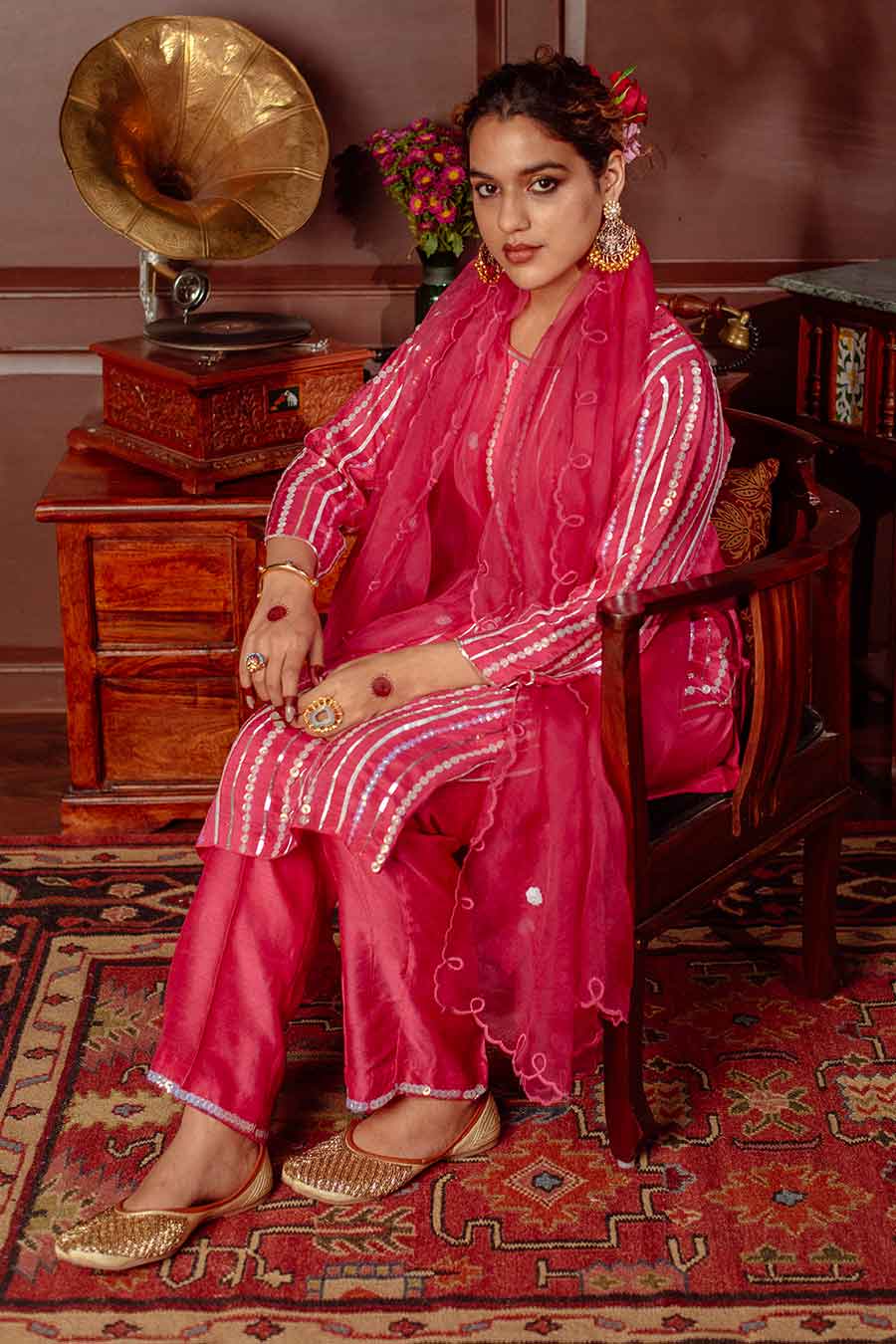 Pink Embroidered Kurta Set