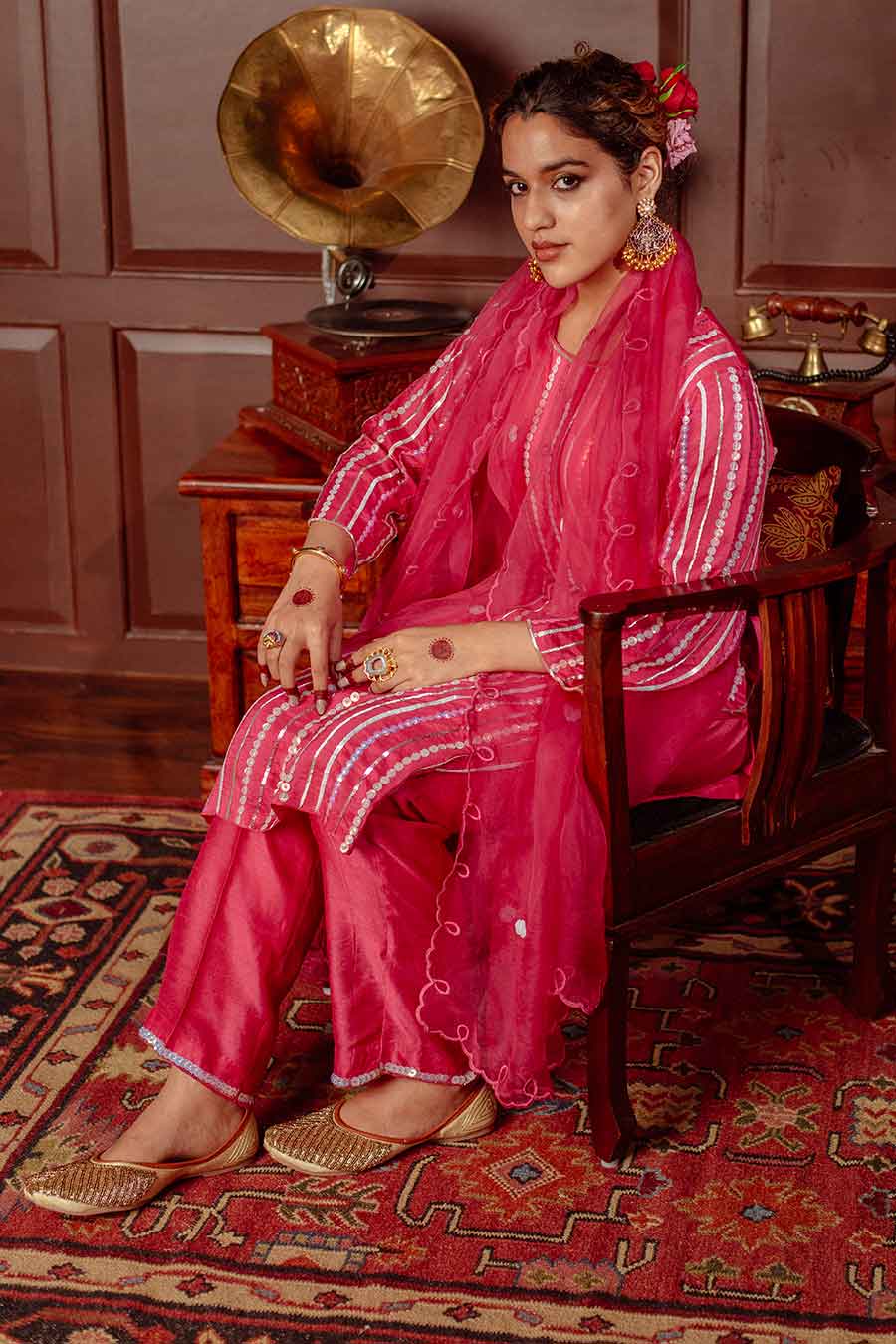 Pink Embroidered Kurta Set