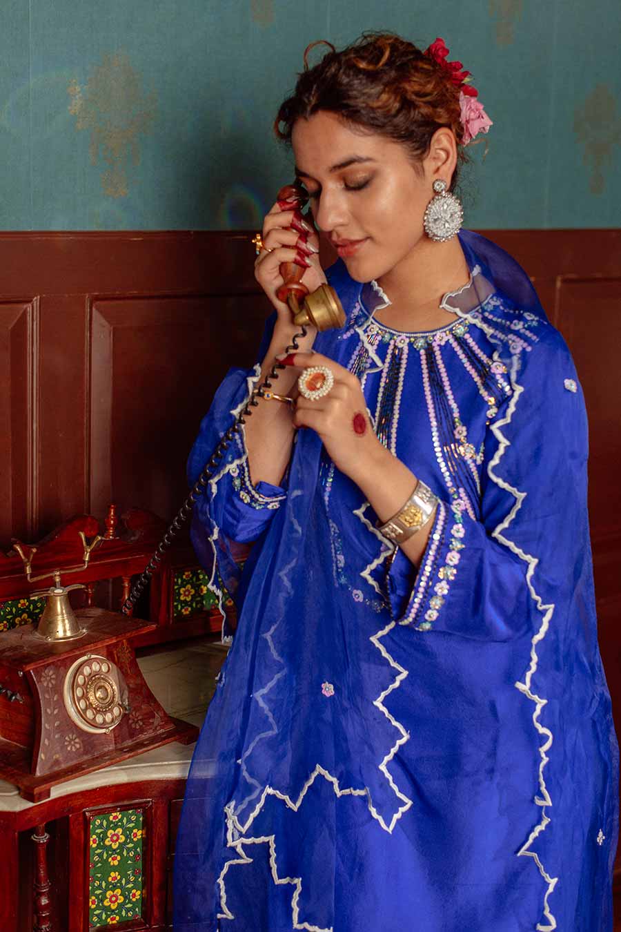 Blue Embroidered Kurta Set