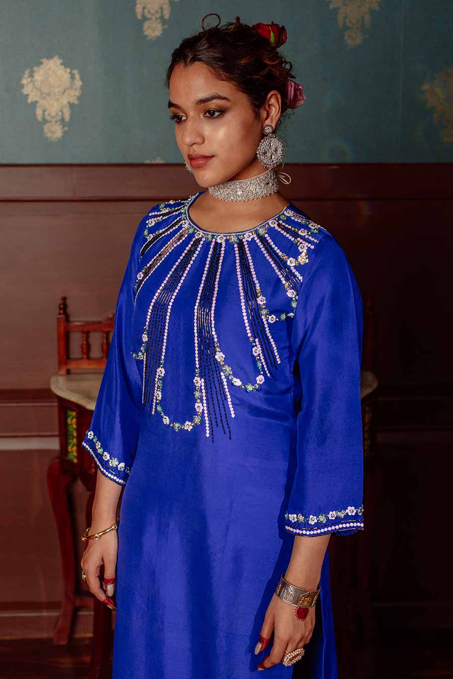 Blue Embroidered Kurta Set