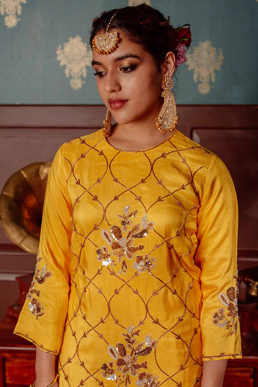 Yellow Embroidered Kurta Set