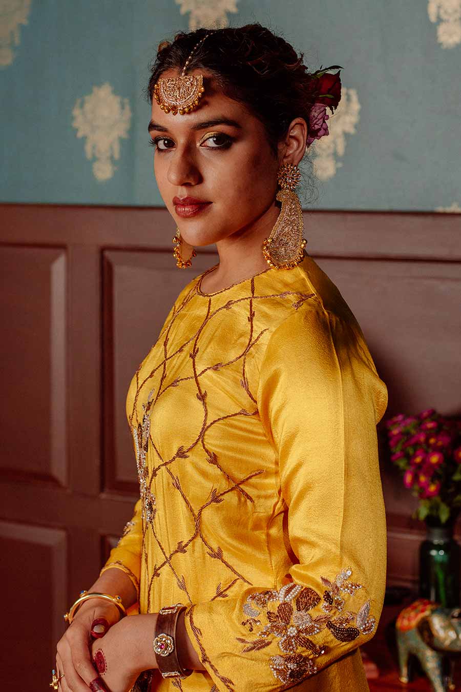 Yellow Embroidered Kurta Set
