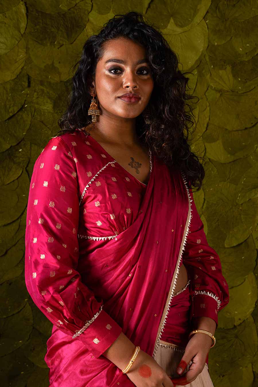 Sangria Pink & Rose Dust Off-White Embroidered Lehenga Set