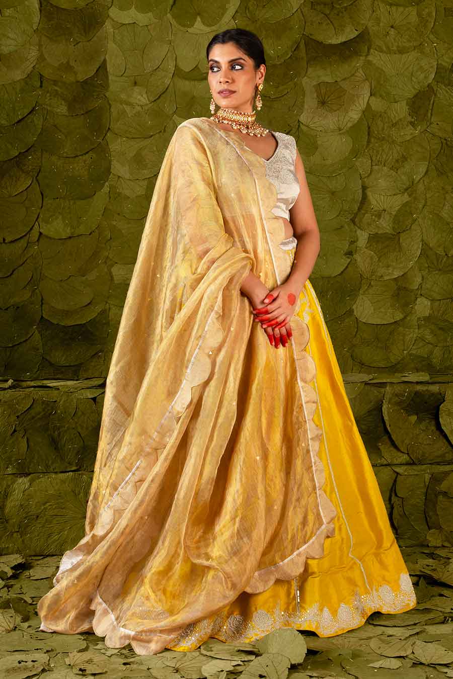 Mustard Embroidered Lehenga Set