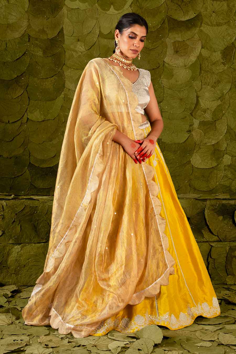 Mustard Embroidered Lehenga Set