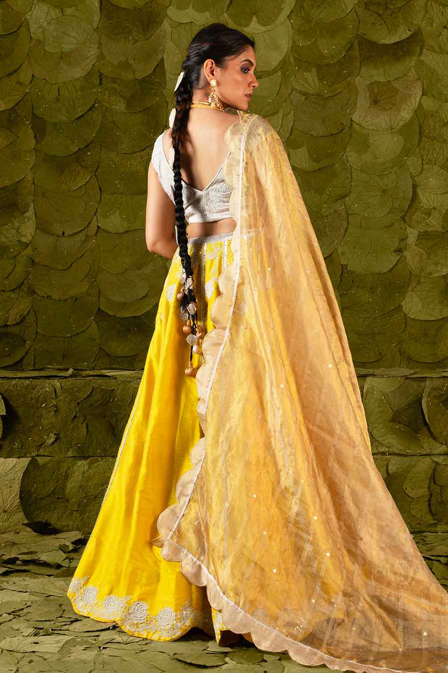 Mustard Embroidered Lehenga Set