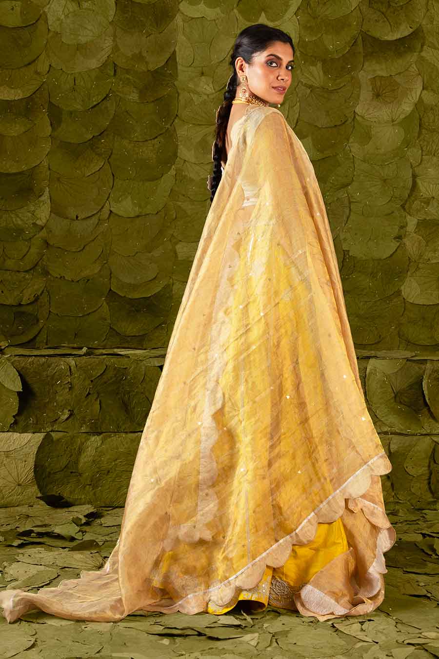 Mustard Embroidered Lehenga Set