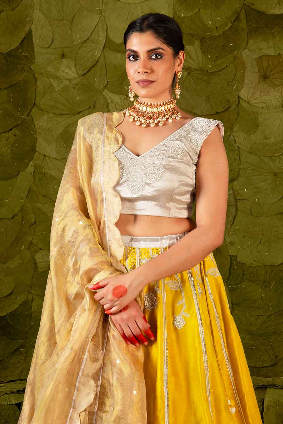 Mustard Embroidered Lehenga Set