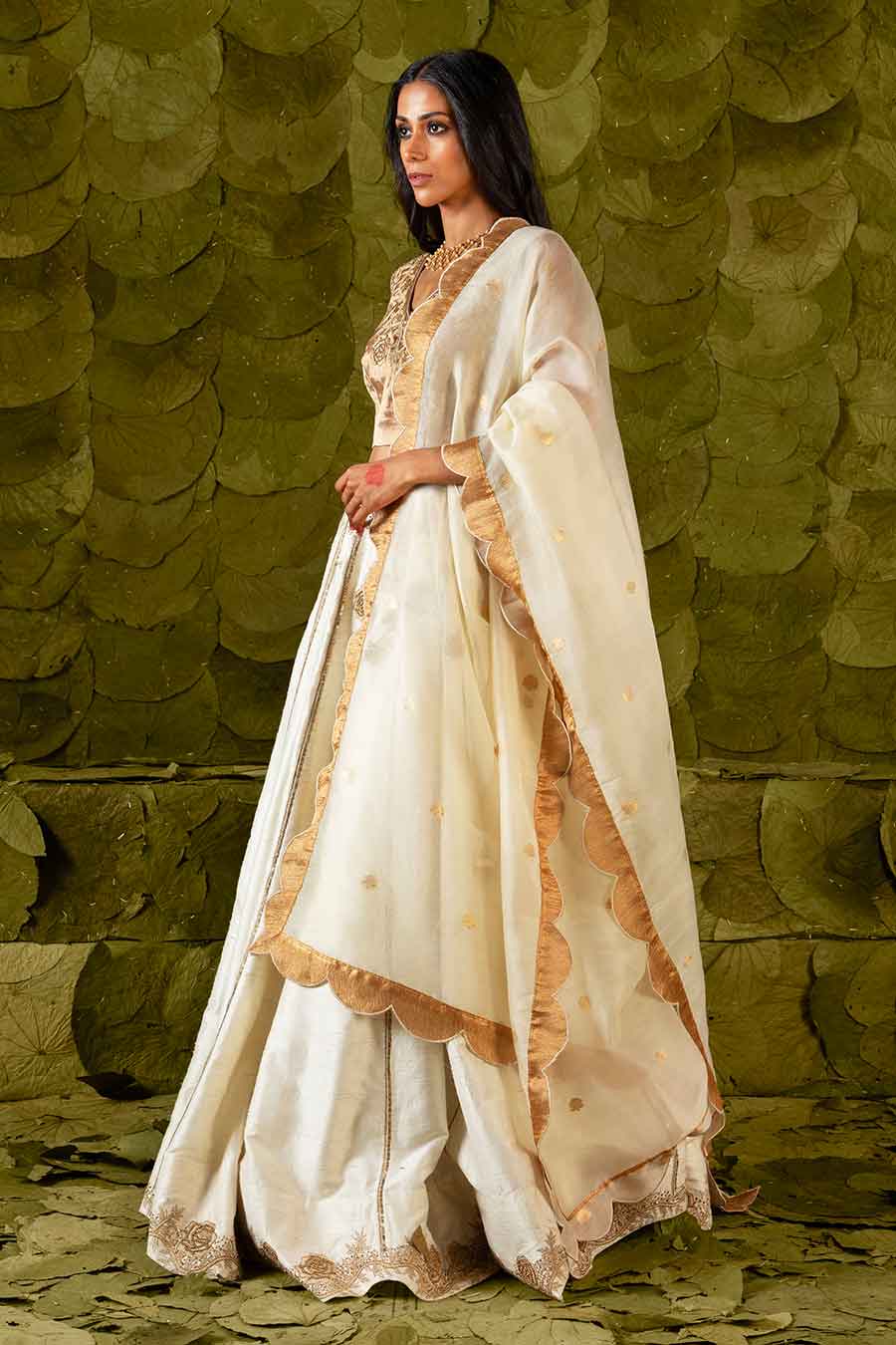 Canoli Cream Embroidered Lehenga Set