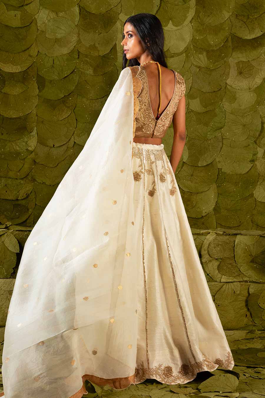 Canoli Cream Embroidered Lehenga Set