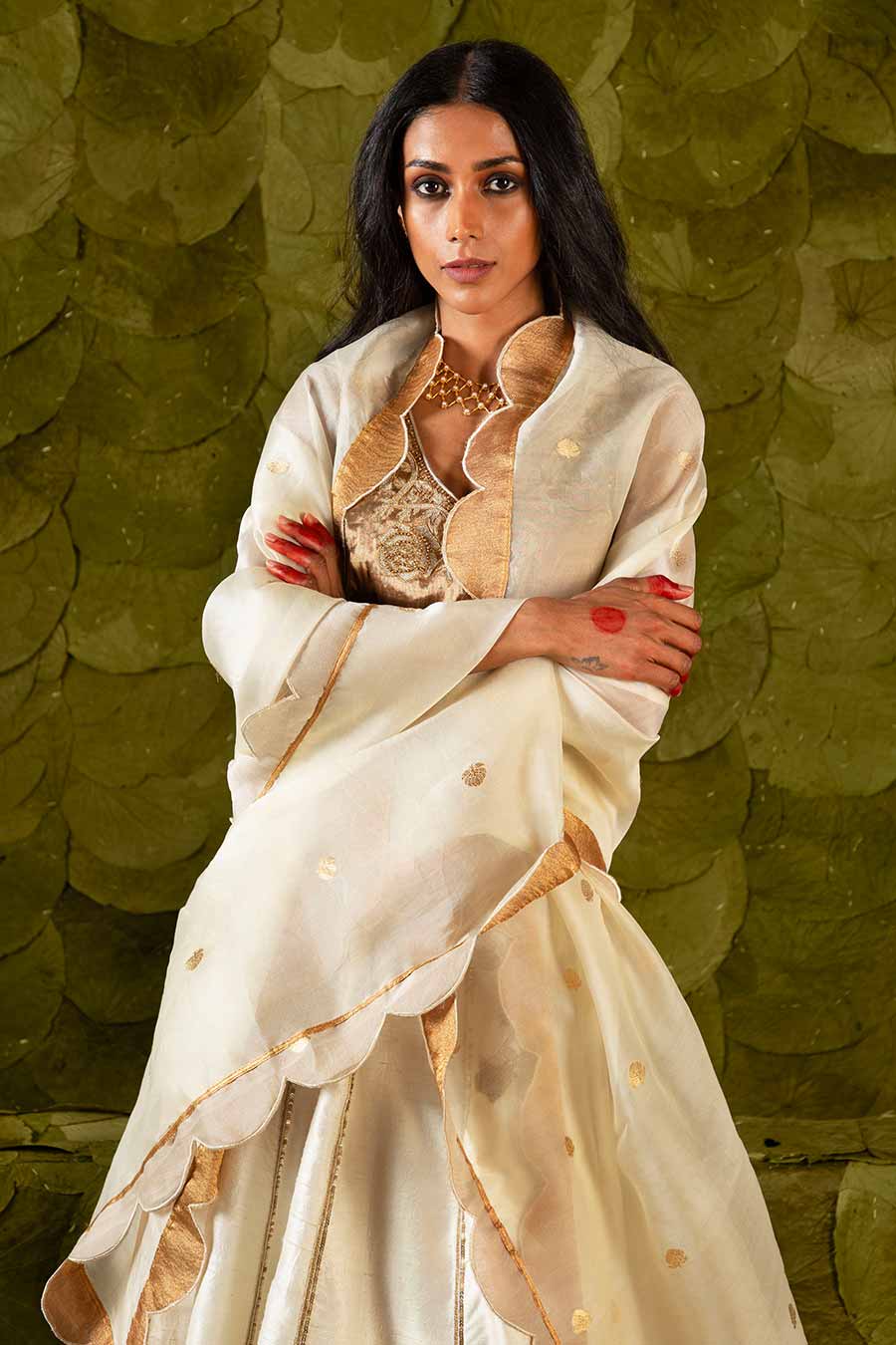 Canoli Cream Embroidered Lehenga Set