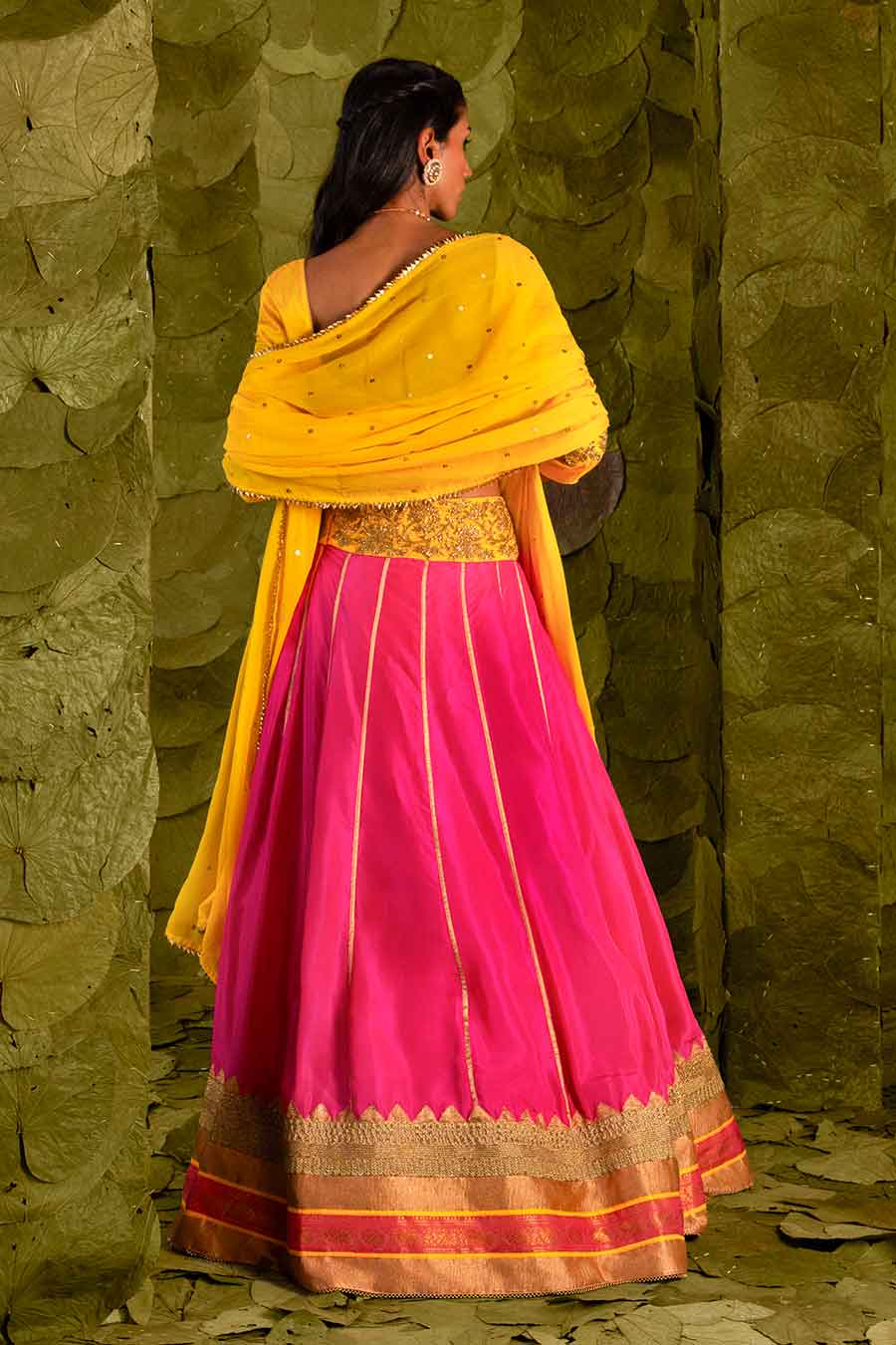 Dandelion Yellow & Pink Embroidered Lehenga Set