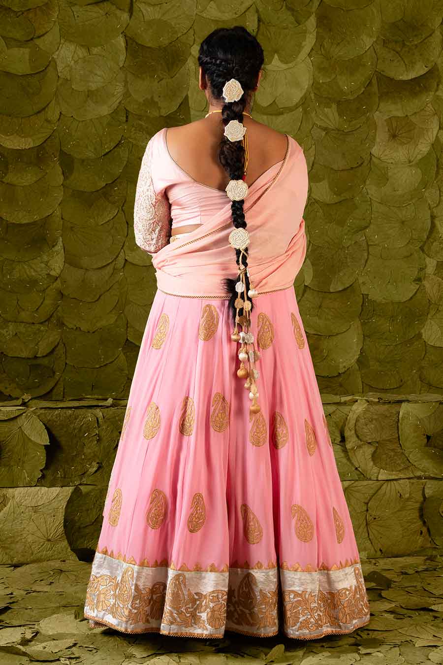 Begonia Pink Embroidered Lehenga Set