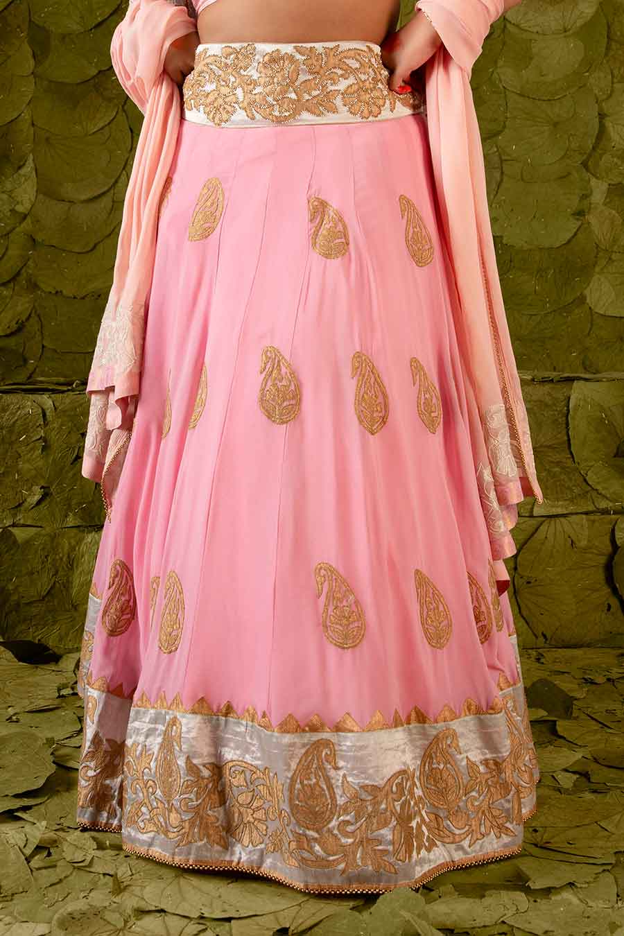 Begonia Pink Embroidered Lehenga Set