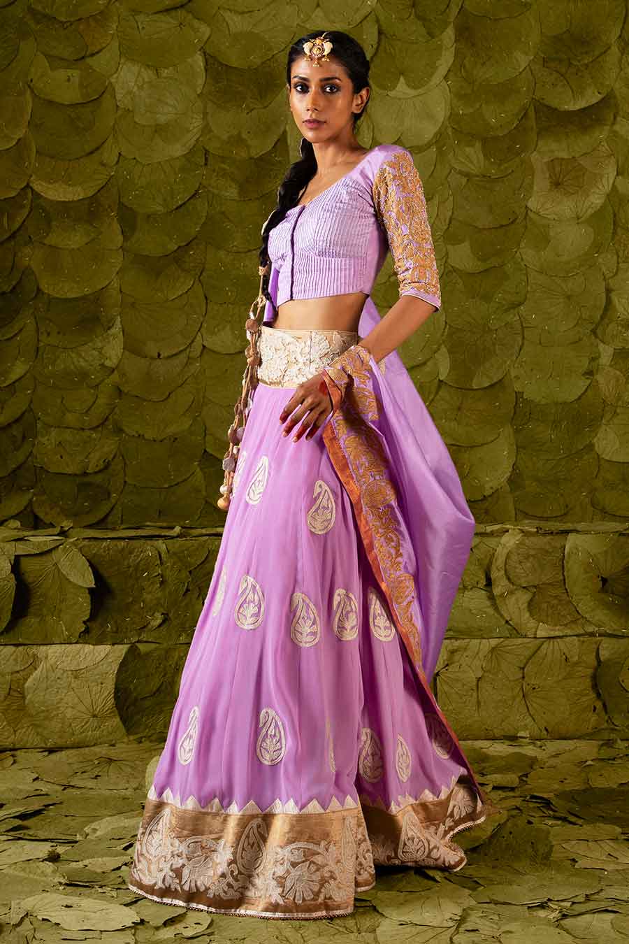 Lavender Embroidered Lehenga Set