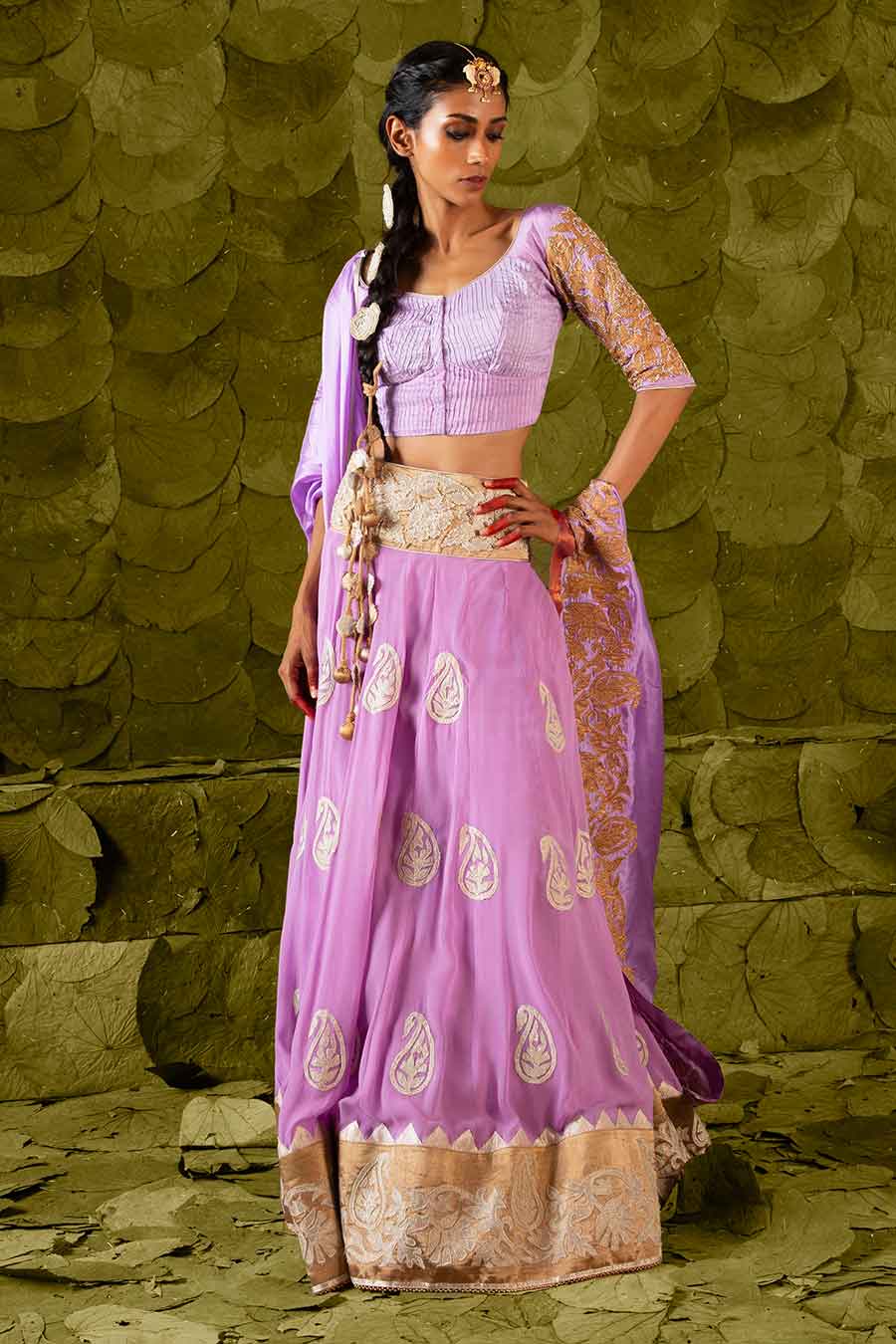 Lavender Embroidered Lehenga Set