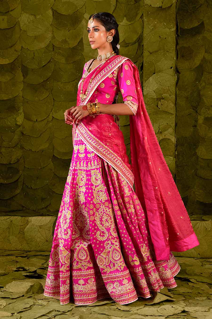 Pink Embroidered Lehenga Set
