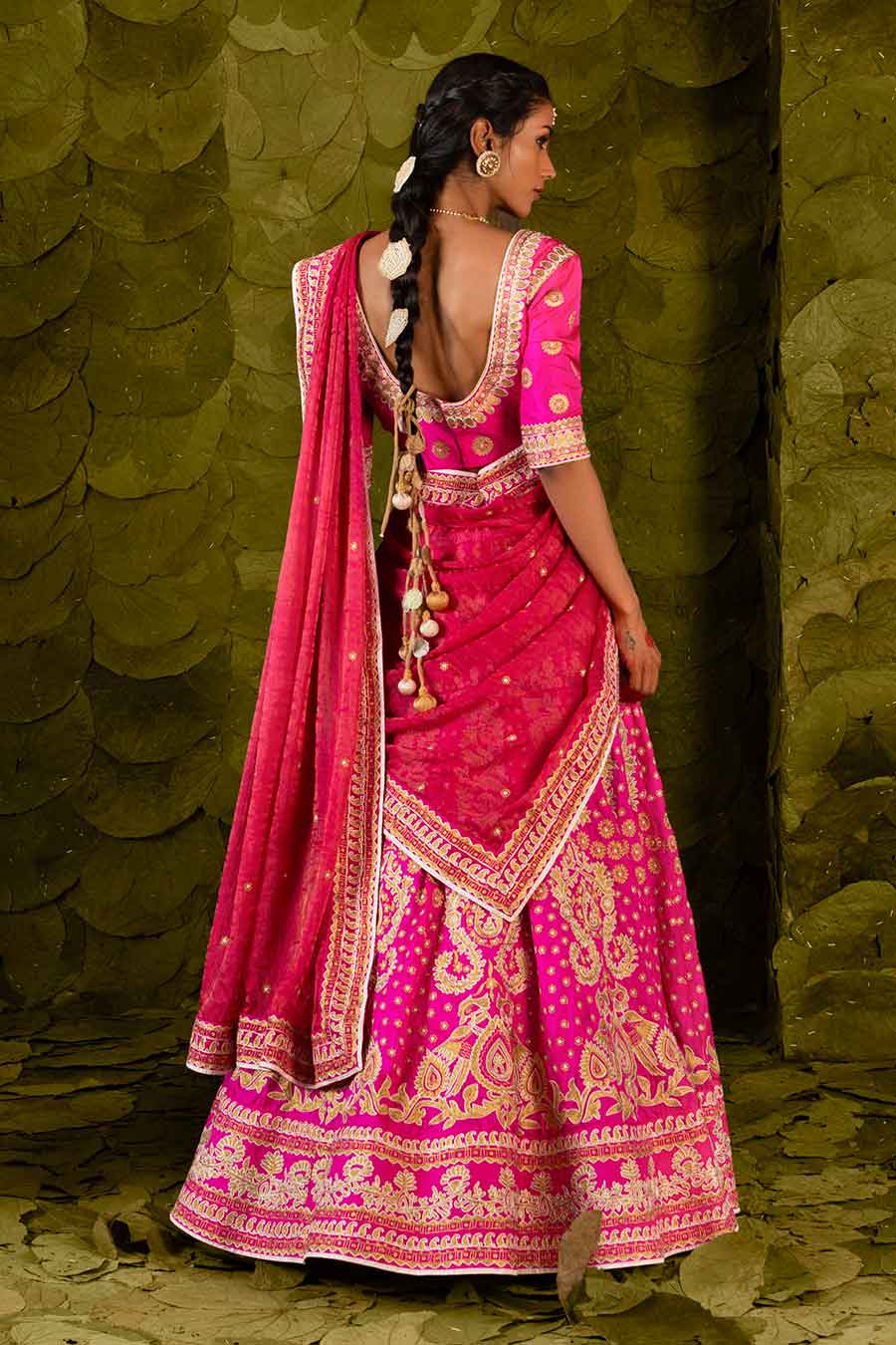 Pink Embroidered Lehenga Set