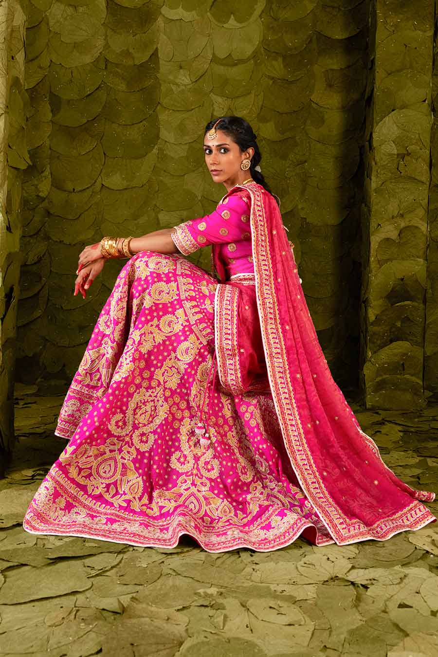 Pink Embroidered Lehenga Set