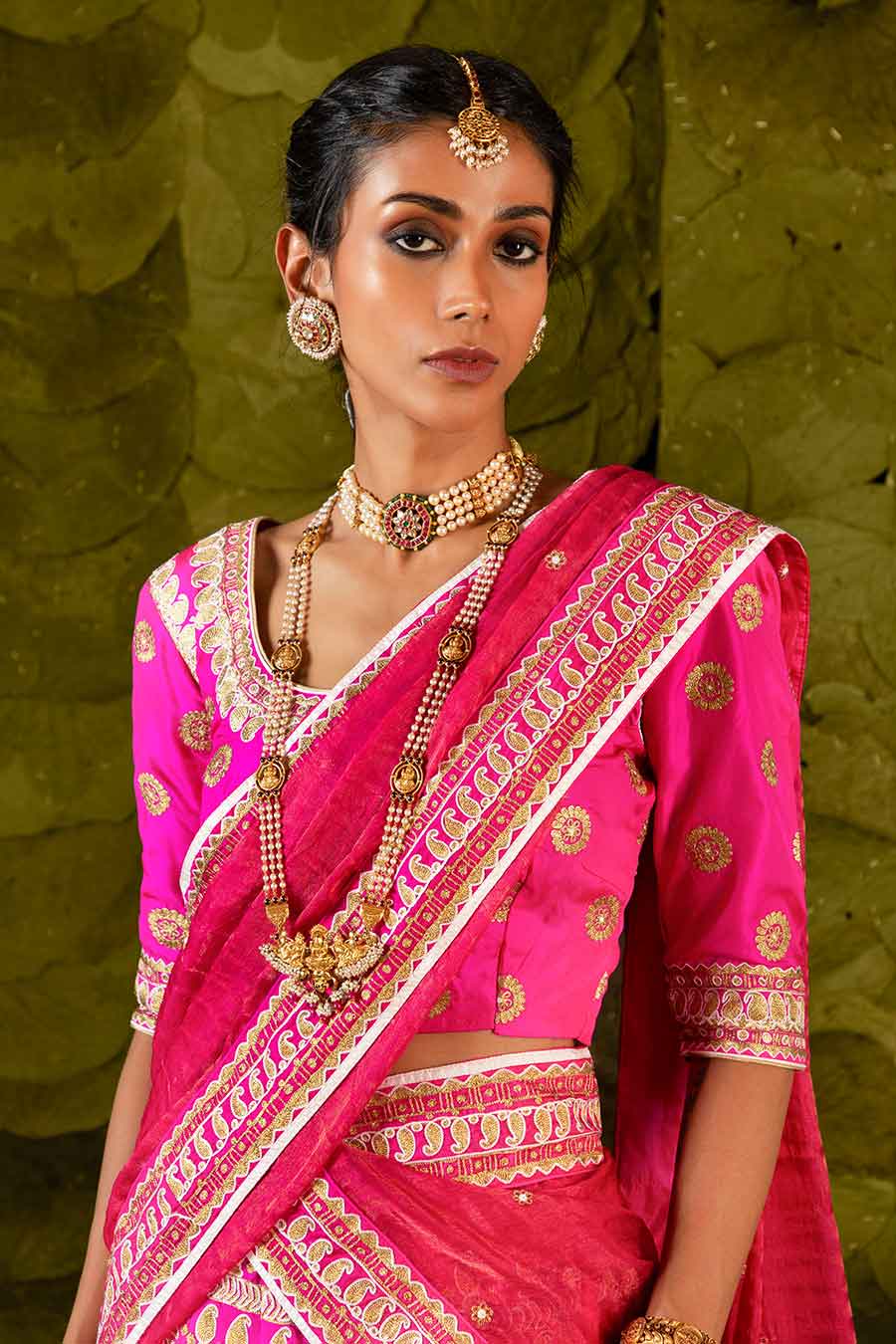 Pink Embroidered Lehenga Set