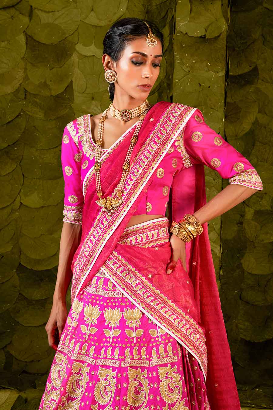 Pink Embroidered Lehenga Set