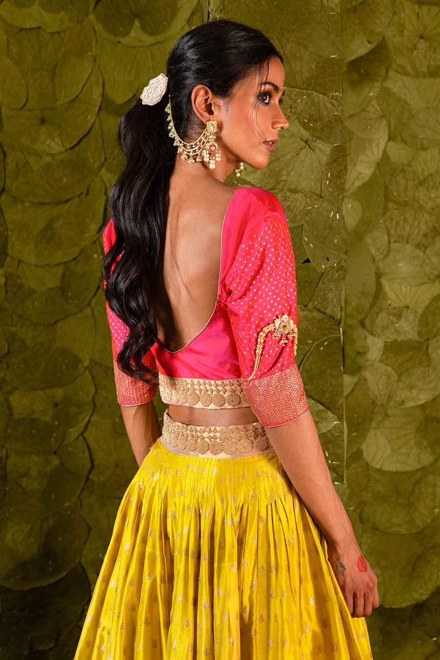 Pink & Yellow Embroidered Lehenga Set