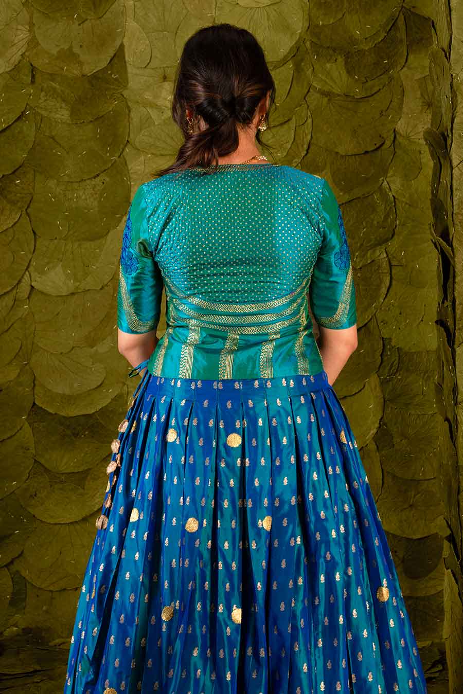Lapis Green & Deep Blue Embroidered Lehenga Set