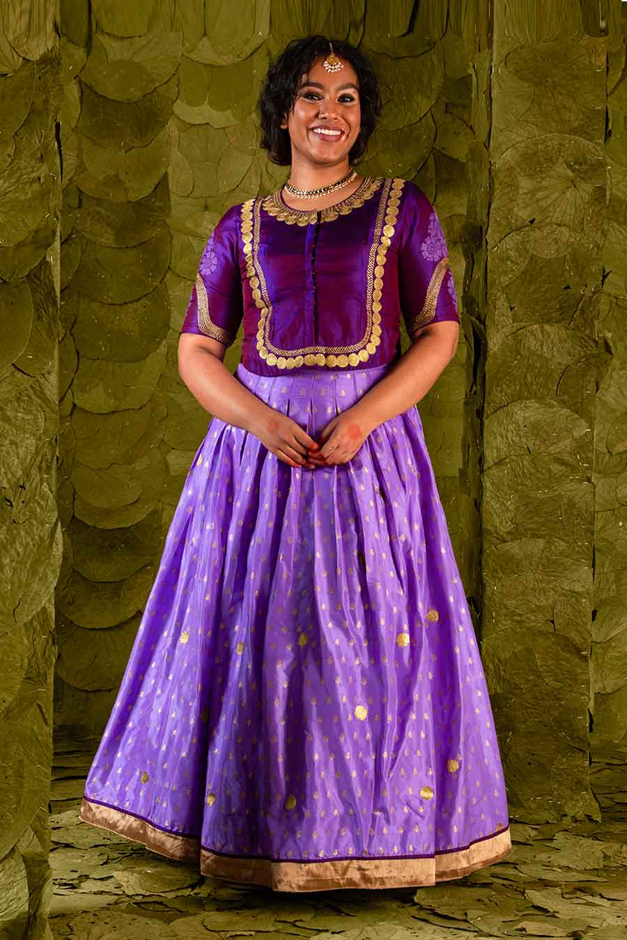 Plum Violet & Deep Lavender Embroidered Lehenga Set