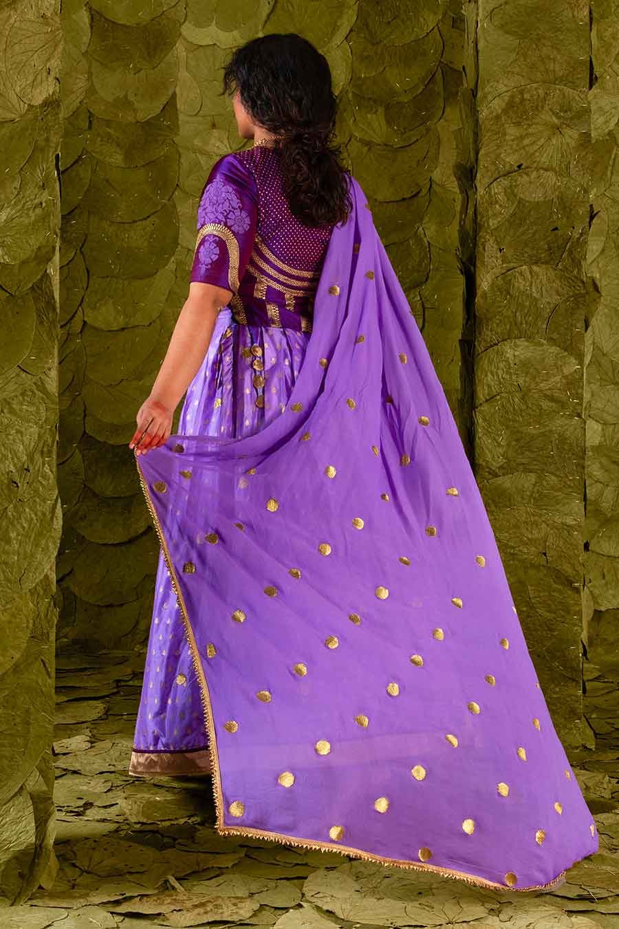 Plum Violet & Deep Lavender Embroidered Lehenga Set