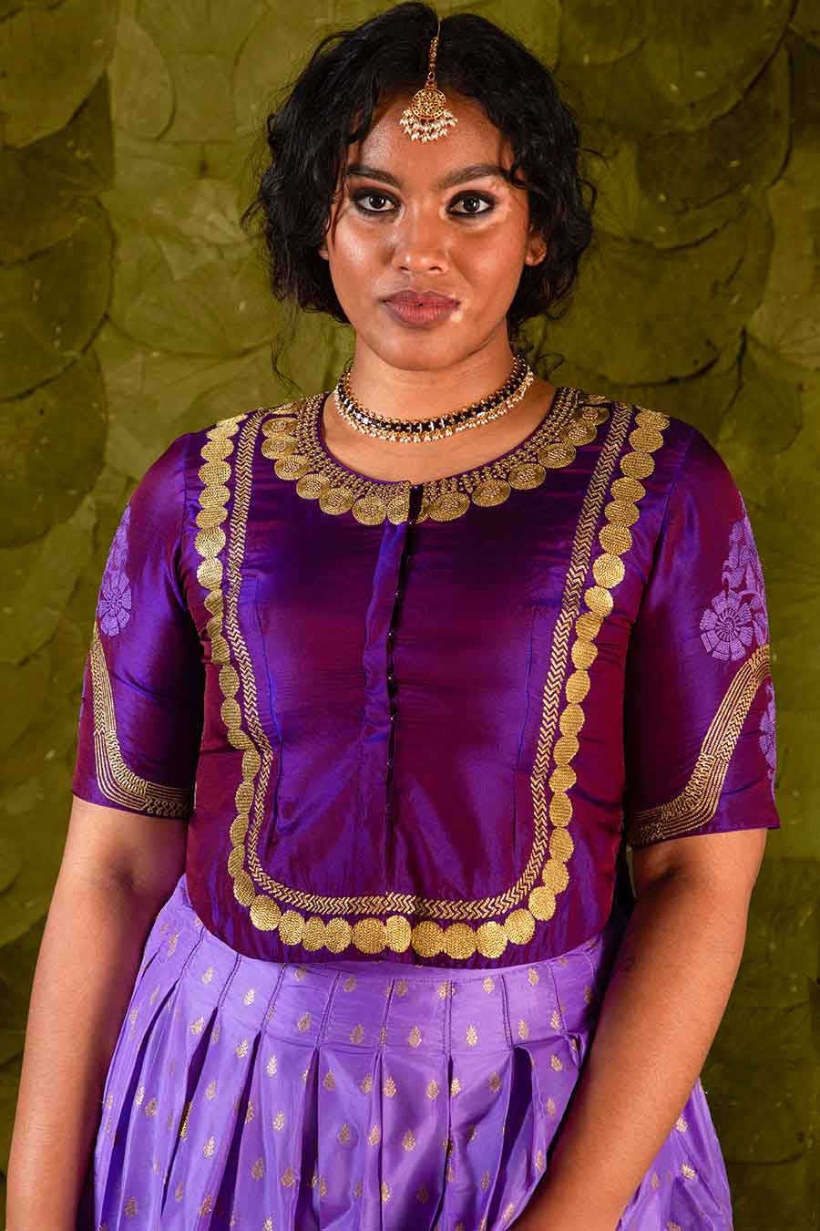 Plum Violet & Deep Lavender Embroidered Lehenga Set