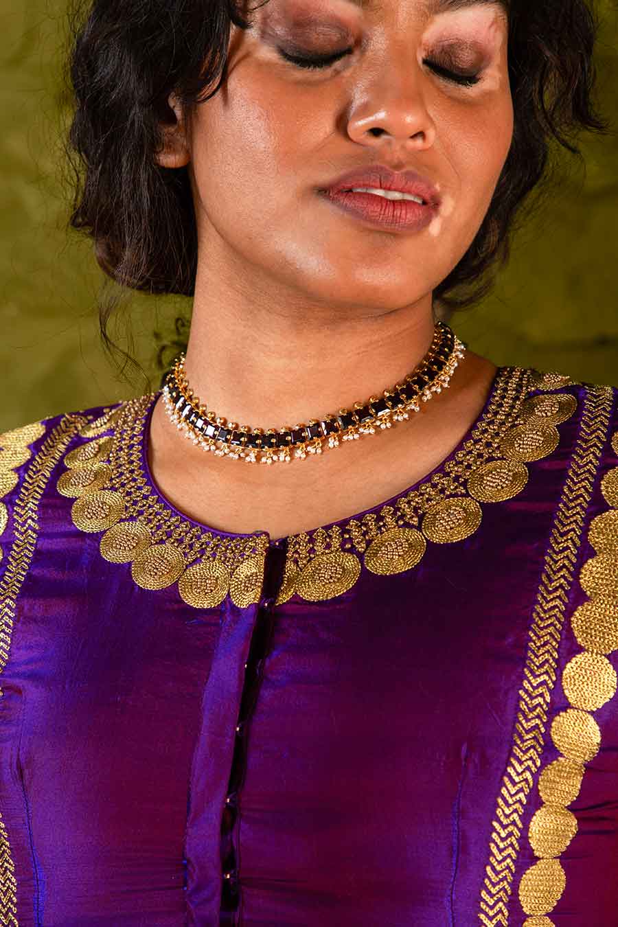 Plum Violet & Deep Lavender Embroidered Lehenga Set
