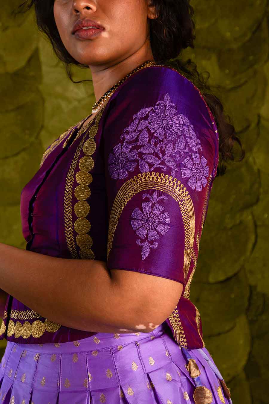 Plum Violet & Deep Lavender Embroidered Lehenga Set